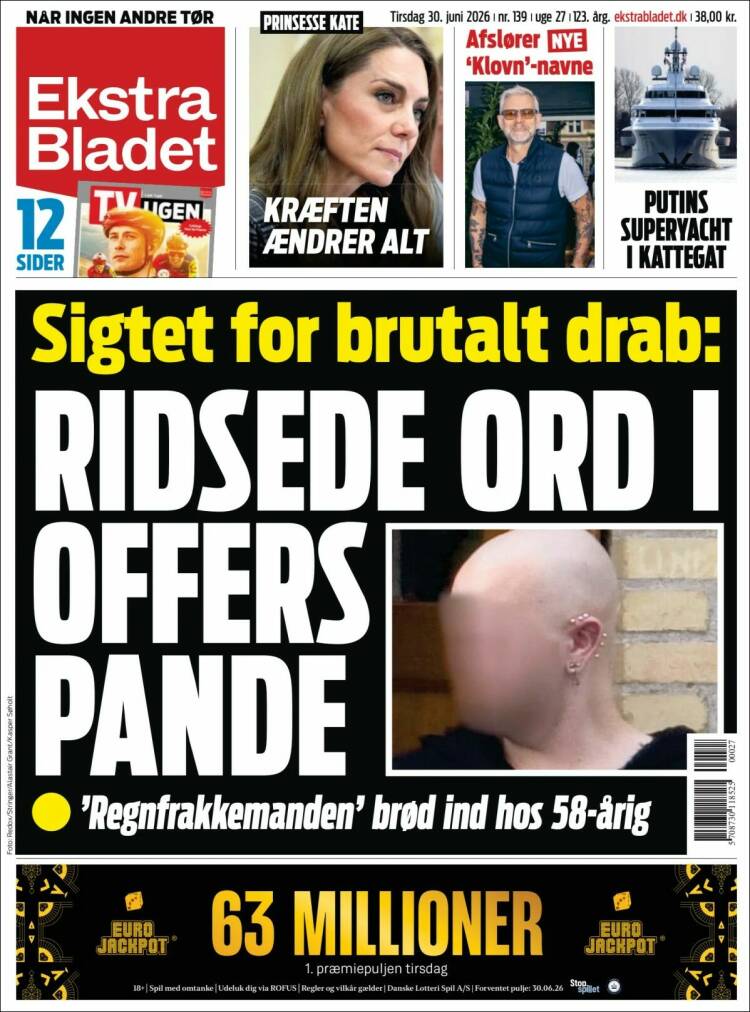 Portada de Ekstra Bladet (Dinamarca)