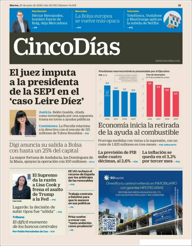 Portada de Cinco Días (Espa&ntilde;a)