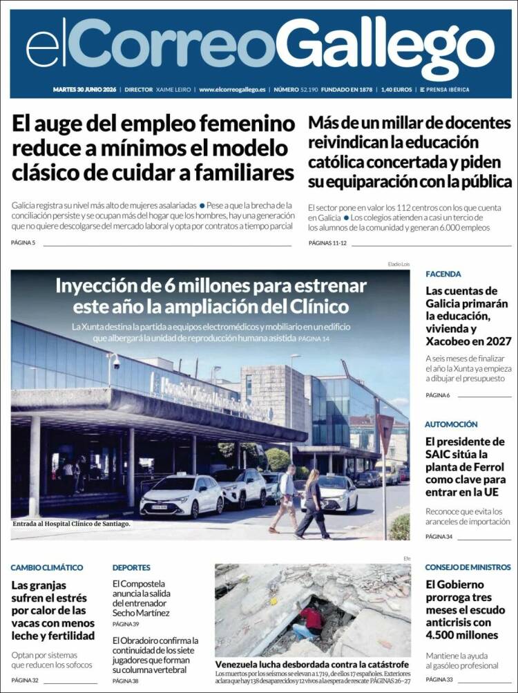 Portada de El Correo Gallego (Espa&ntilde;a)