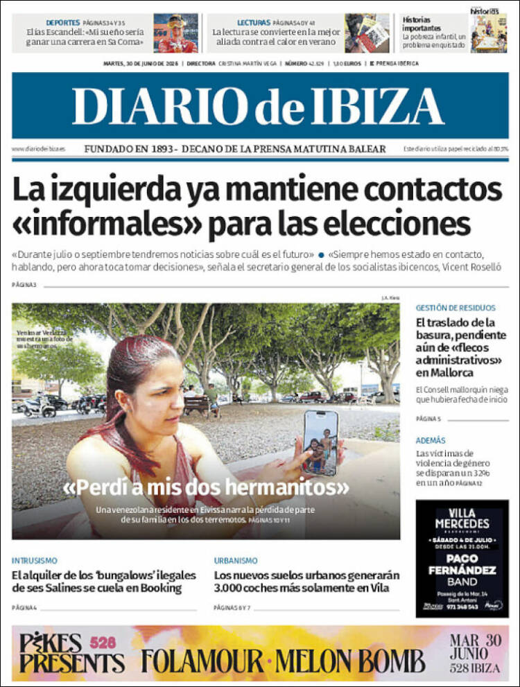 Portada de Diario de Ibiza (Espa&ntilde;a)