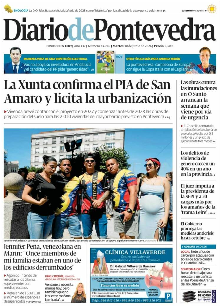 Portada de Diario de Pontevedra (Espa&ntilde;a)
