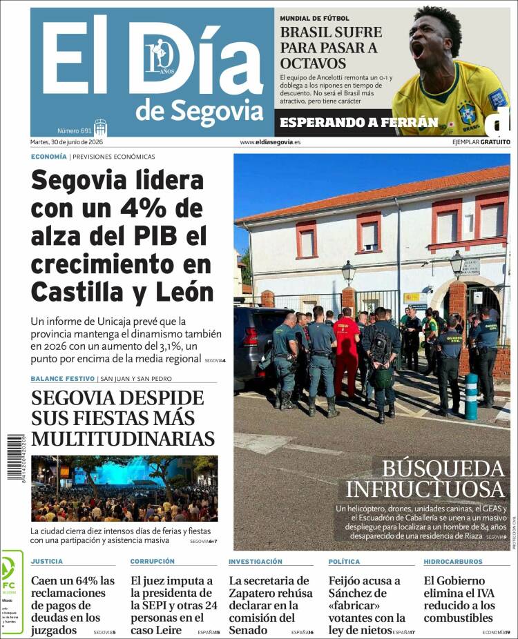Portada de El Día de Segovia (Espa&ntilde;a)