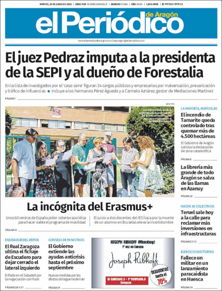 Portada de El Periódico de Aragón (Espa&ntilde;a)