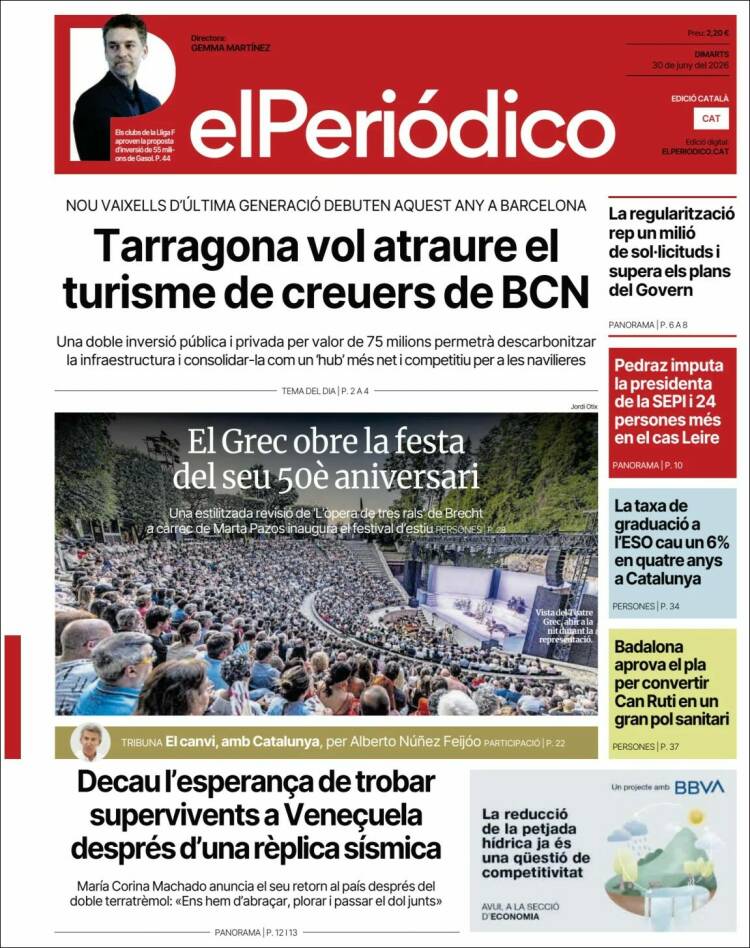 Portada de El Periódico de Catalunya (Espa&ntilde;a)