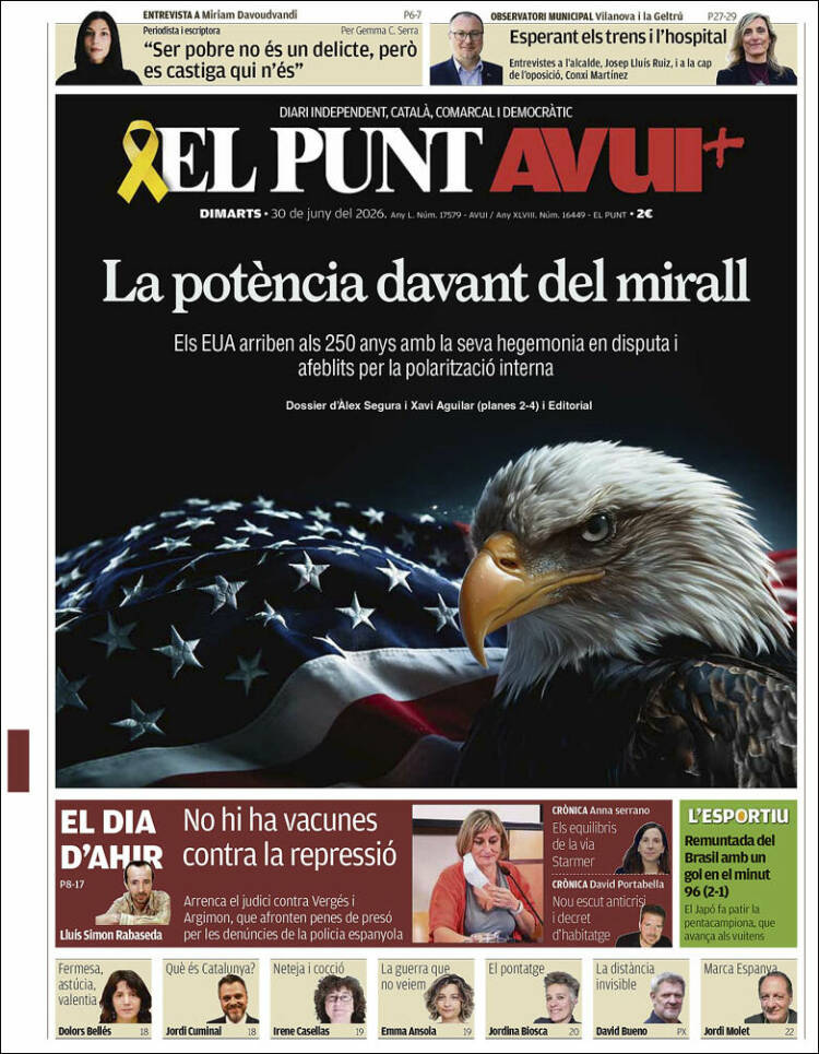 Portada de El Punt Avui (Espa&ntilde;a)