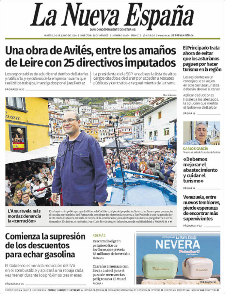 Portada de La Nueva España (Espa&ntilde;a)