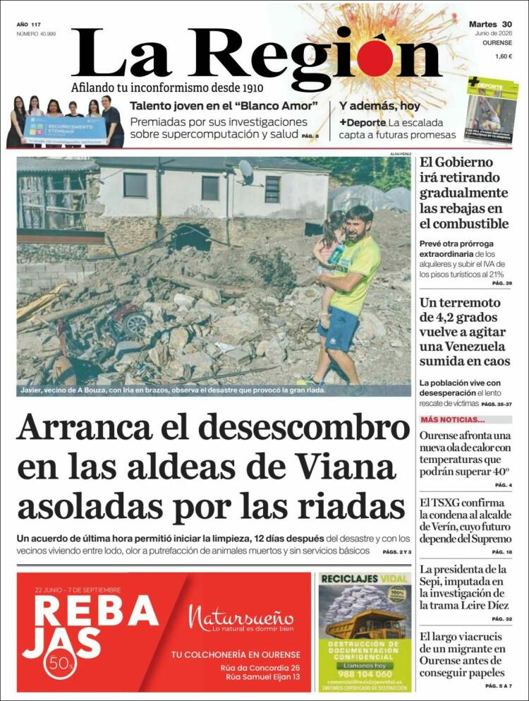 Portada de La Región de Ourense (Espa&ntilde;a)
