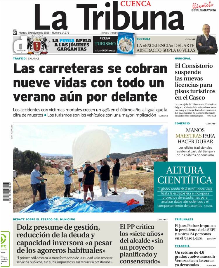 Portada de La Tribuna de Cuenca (Espa&ntilde;a)