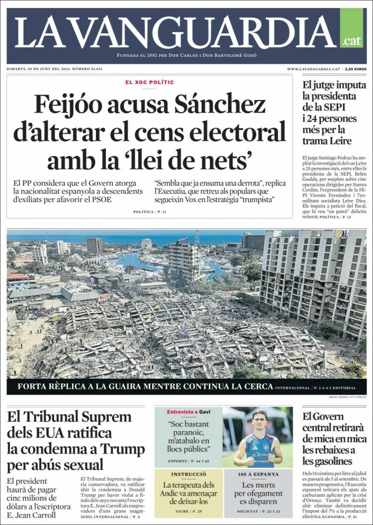 Portada de La Vanguardia (Espa&ntilde;a)