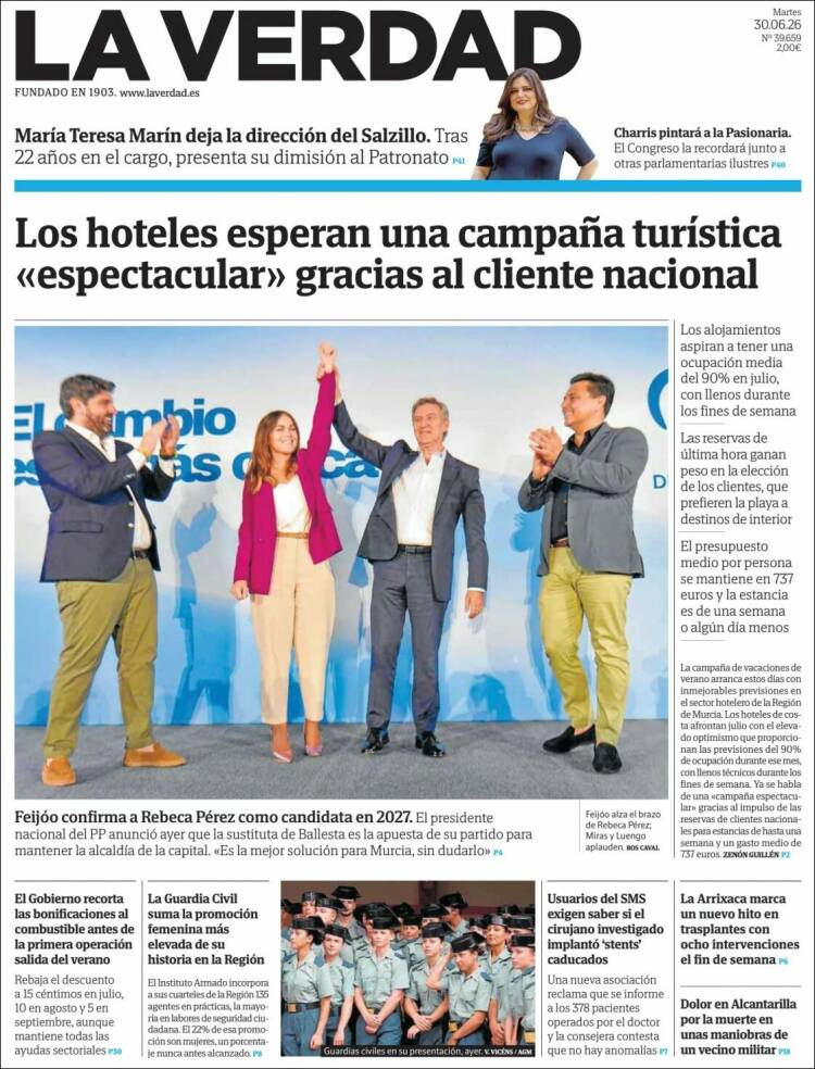 Portada de La Verdad de Murcia (Espa&ntilde;a)