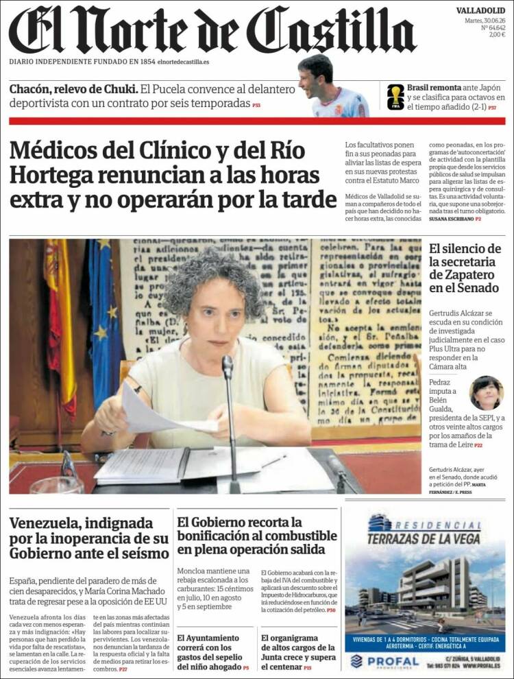 Portada de Norte de Castilla - Valladolid (Espa&ntilde;a)