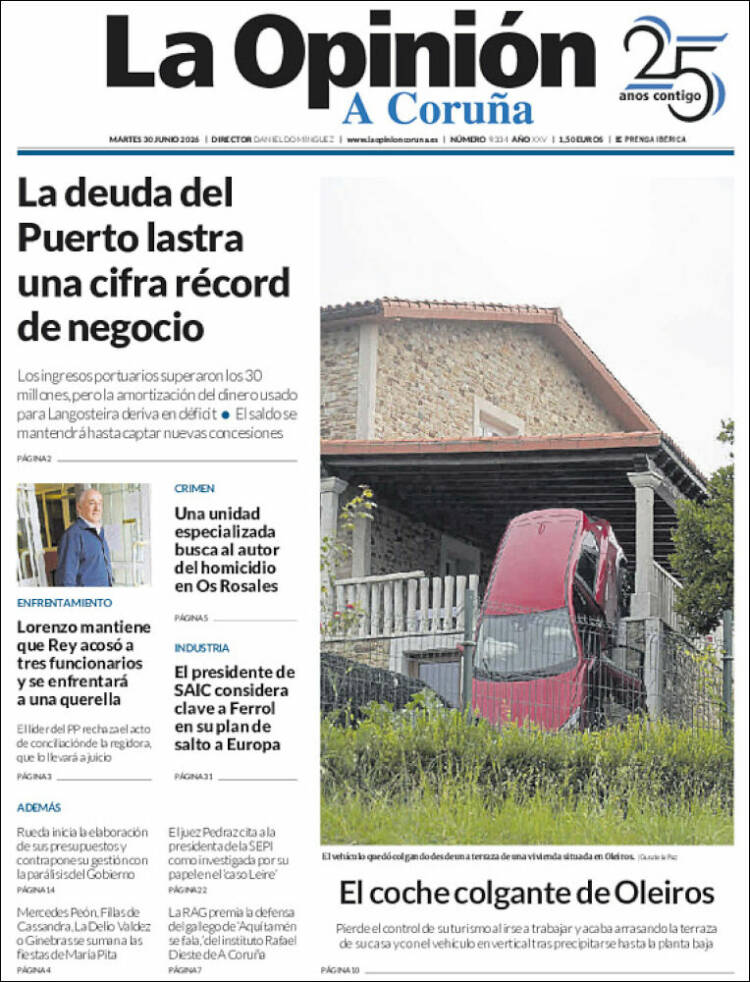 Portada de La Opinión de A Coruña (Espa&ntilde;a)