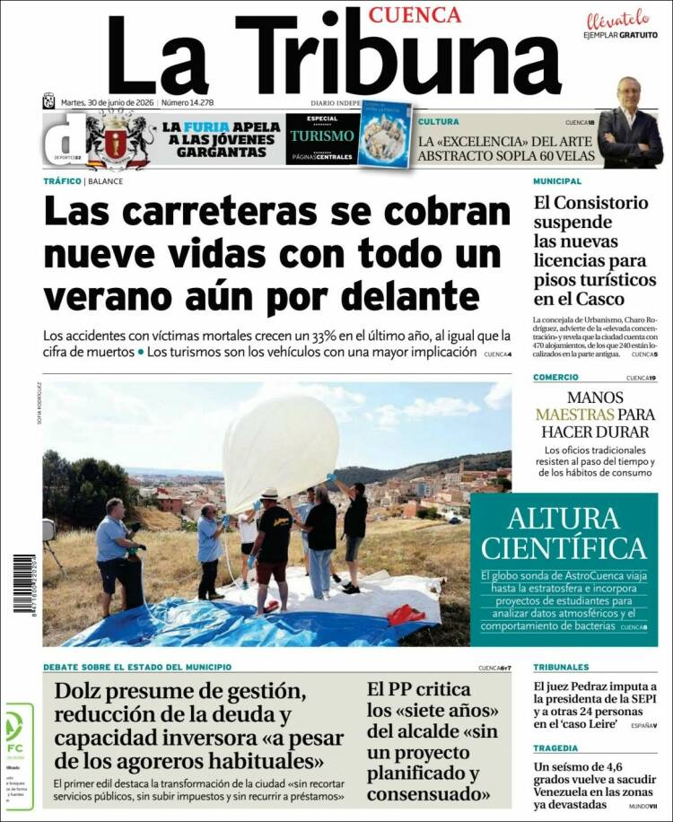 Portada de La Tribuna de Cuenca (Espa&ntilde;a)