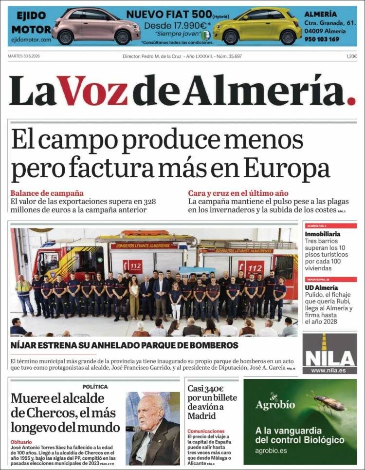 Portada de La Voz de Almería (Espa&ntilde;a)