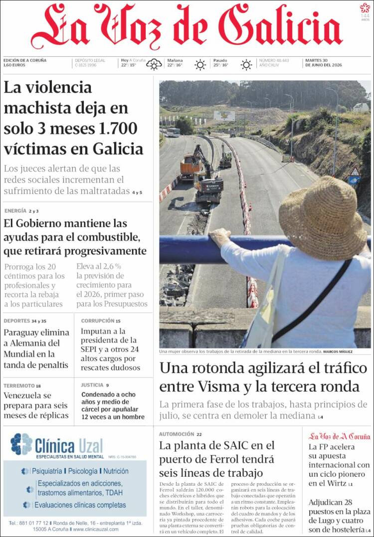 Portada de La Voz de Galicia (Espa&ntilde;a)