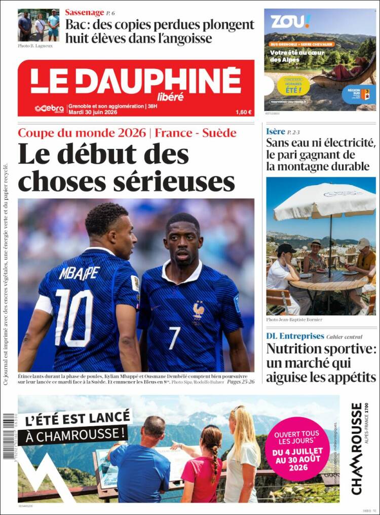Portada de Le Dauphiné Libéré (Francia)