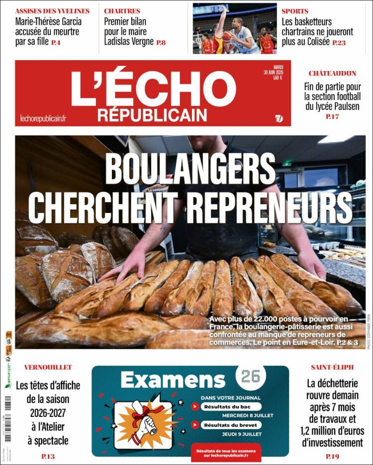 Portada de L'Echo Républicain (Francia)