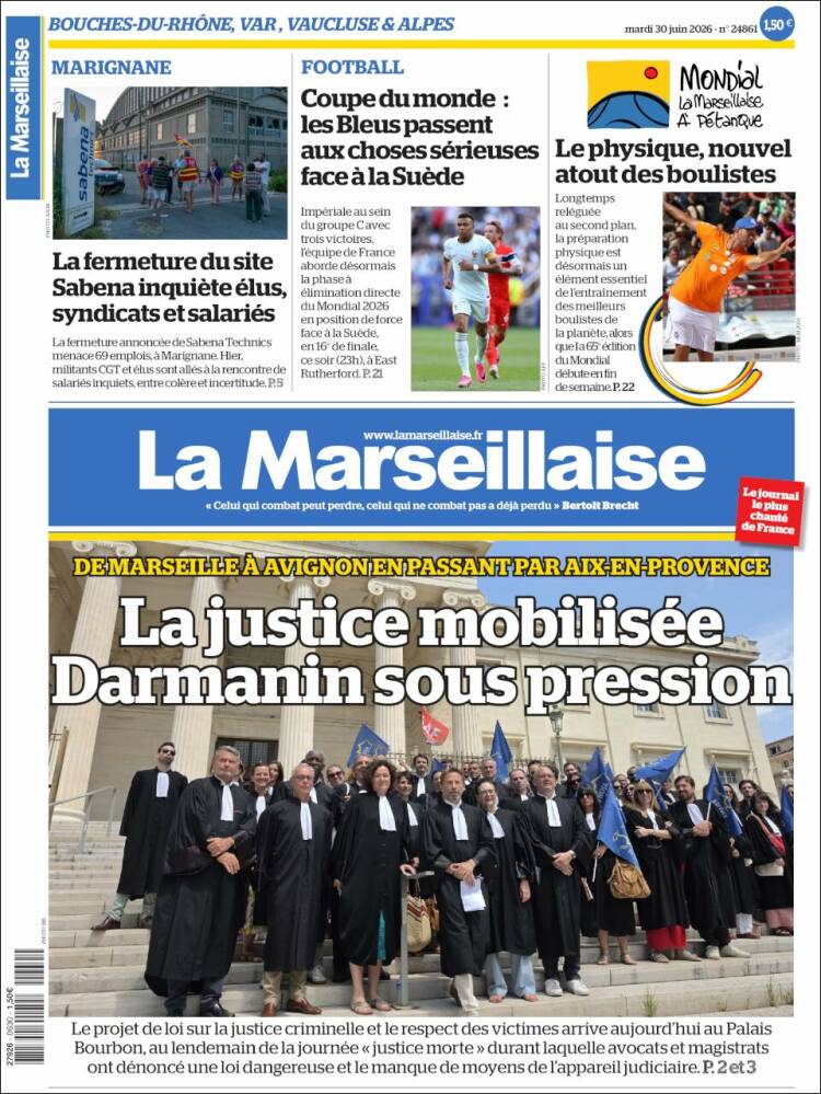 Portada de La Marseillaise (Francia)