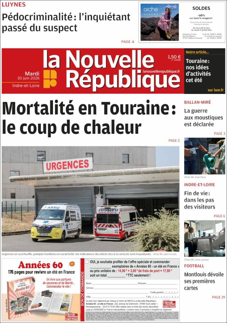 Portada de La Nouvelle Republique (Francia)
