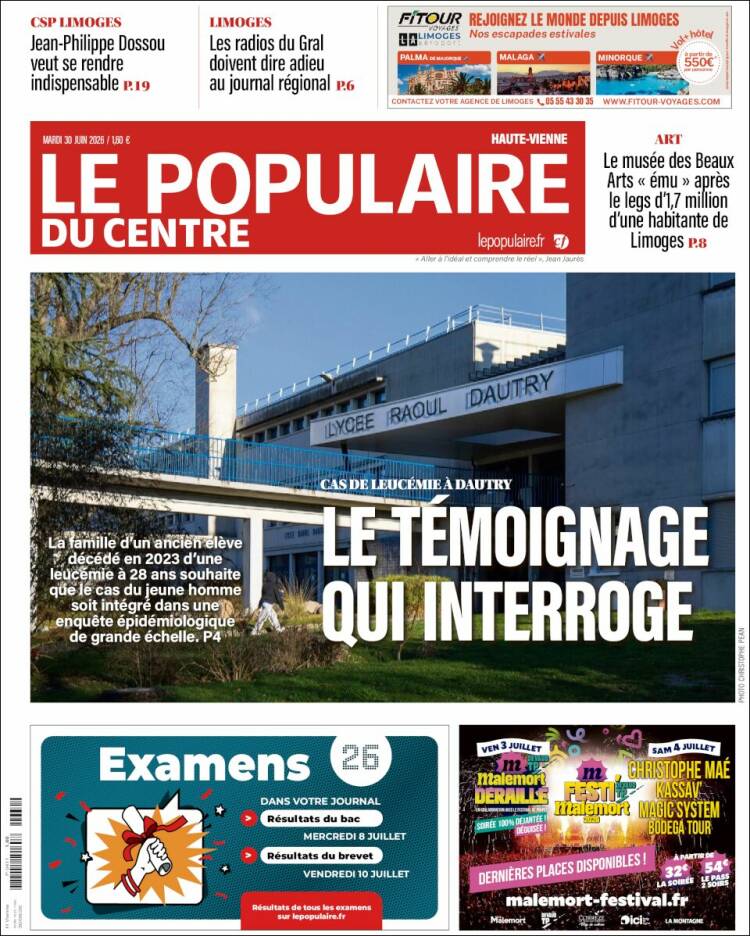 Portada de Le Populaire du Centre (Francia)
