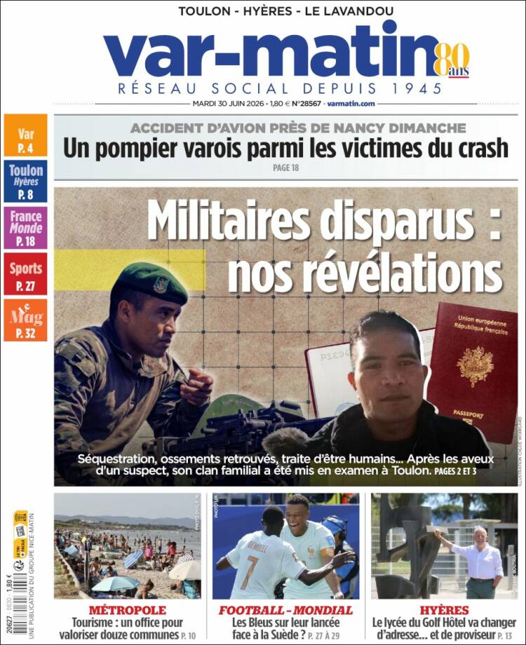 Portada de Var-Matin (Francia)