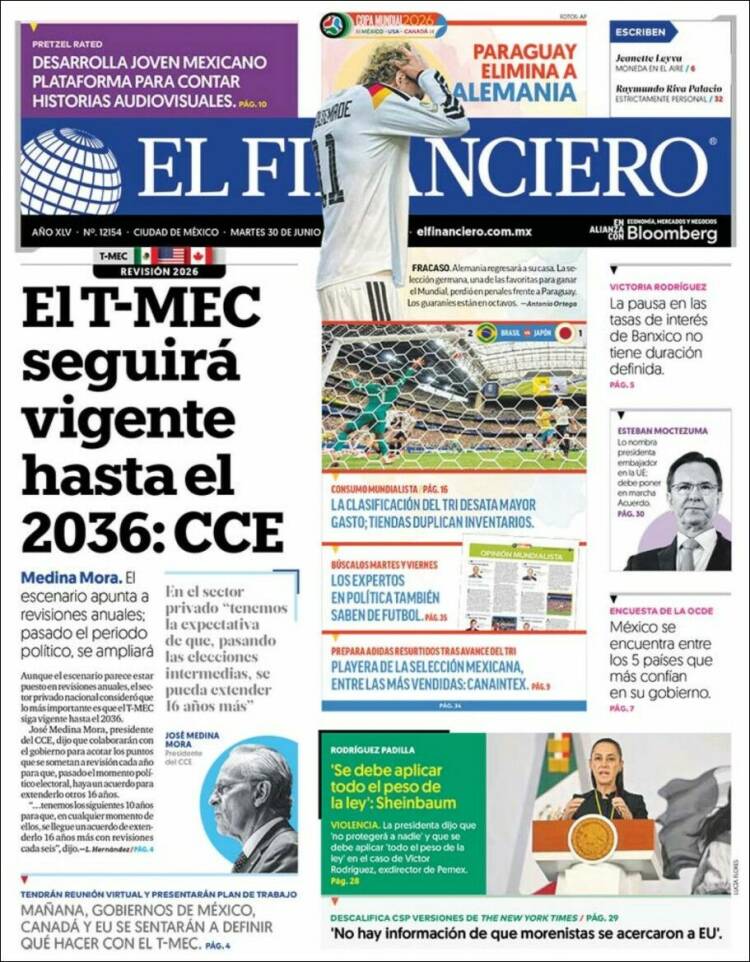 Portada de El Financiero (M&eacute;xico)