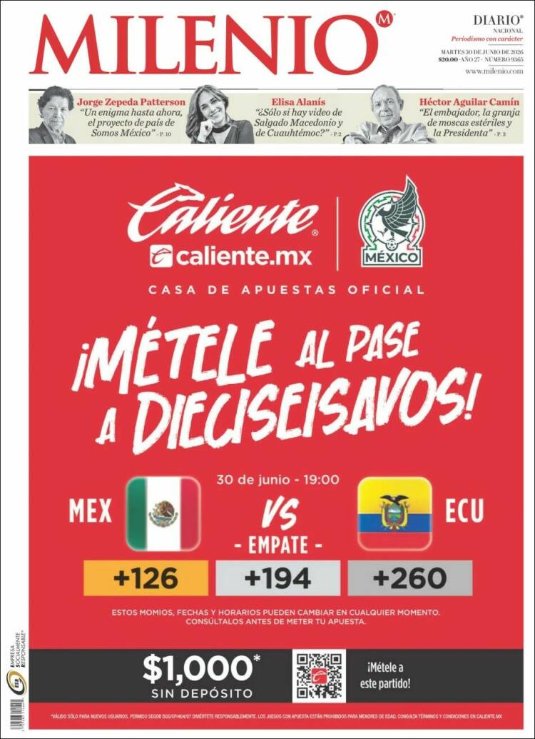 Portada de Milenio (M&eacute;xico)
