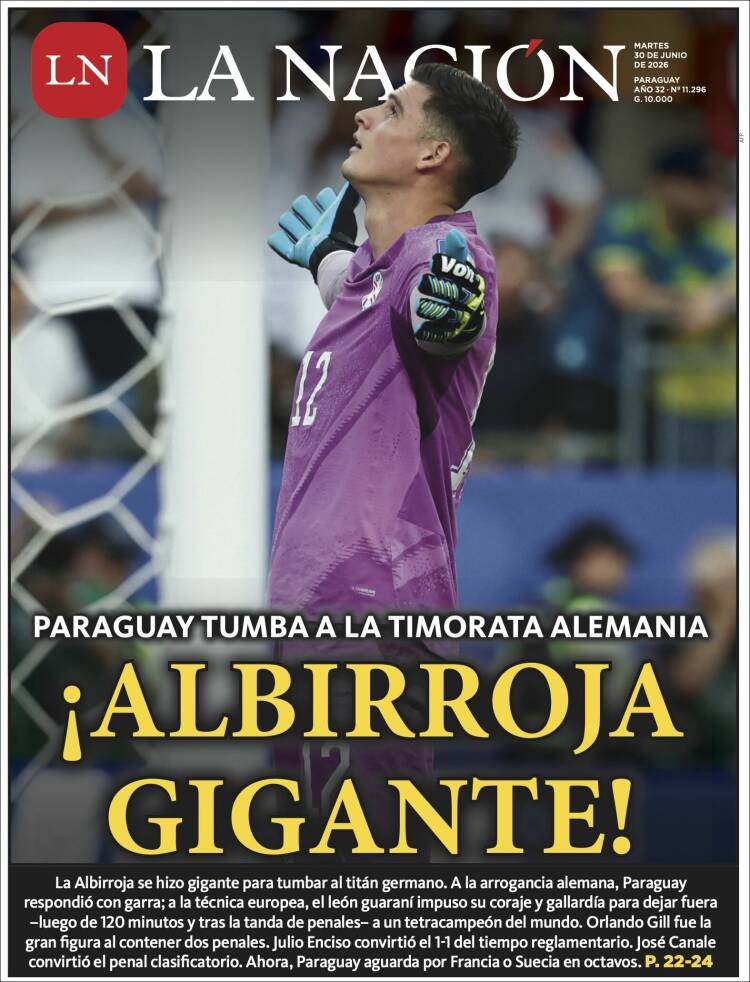 Portada de La Nación (Paraguay)