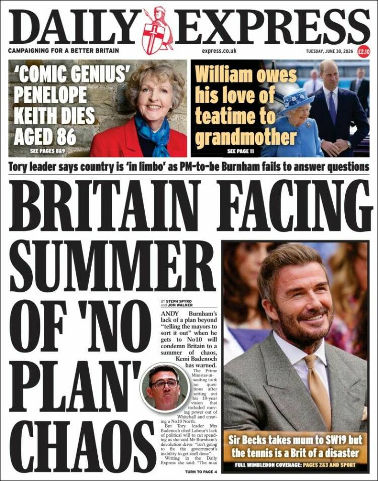 Portada de Daily Express (Reino Unido)