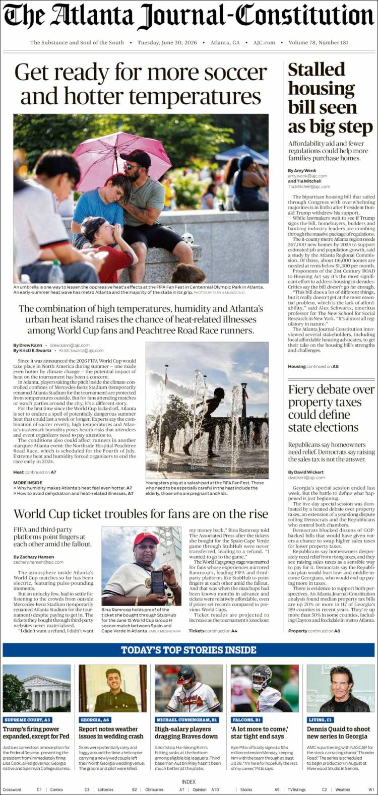 Portada de The Atlanta Journal-Constitution (USA)
