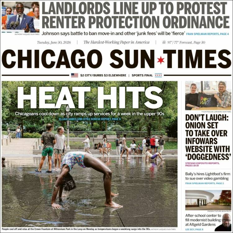 Portada de Chicago Sun-Times (USA)