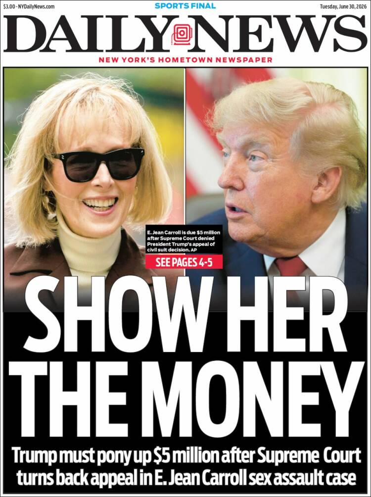Portada de Daily News - New York (USA)