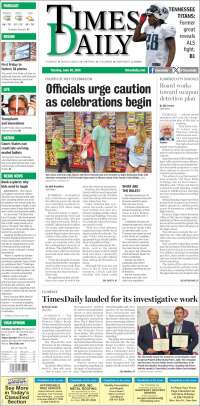 Portada de Times Daily (USA)