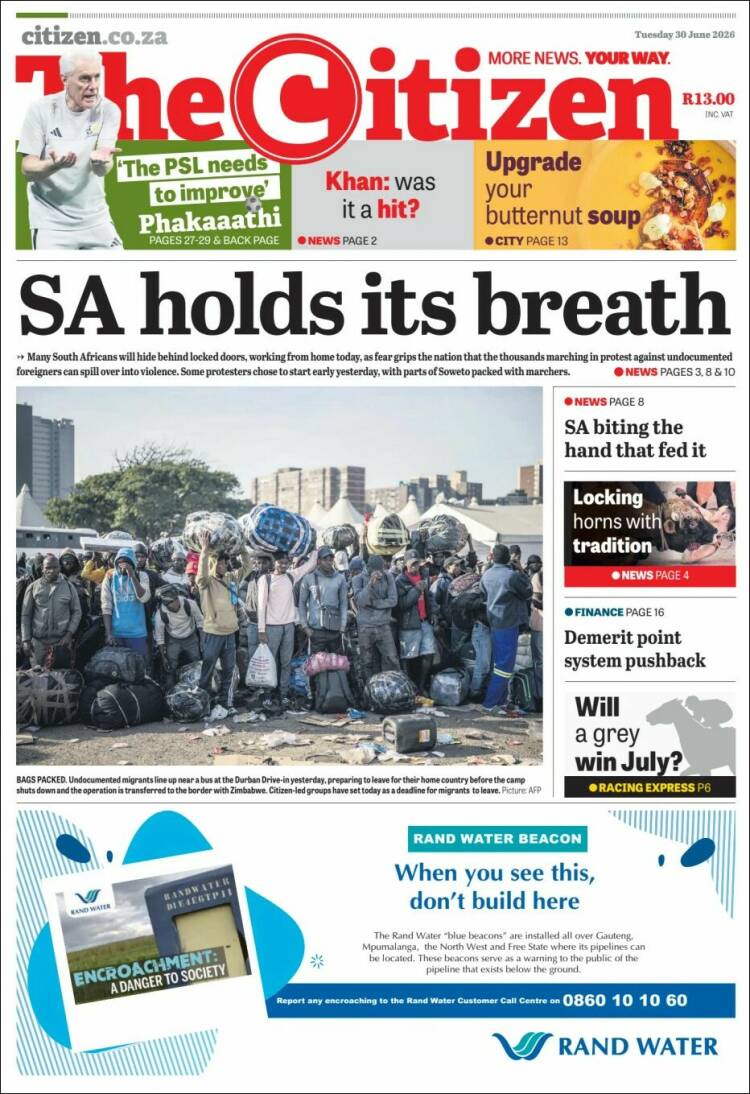 Portada de The Citizen (Sud&aacute;frica)