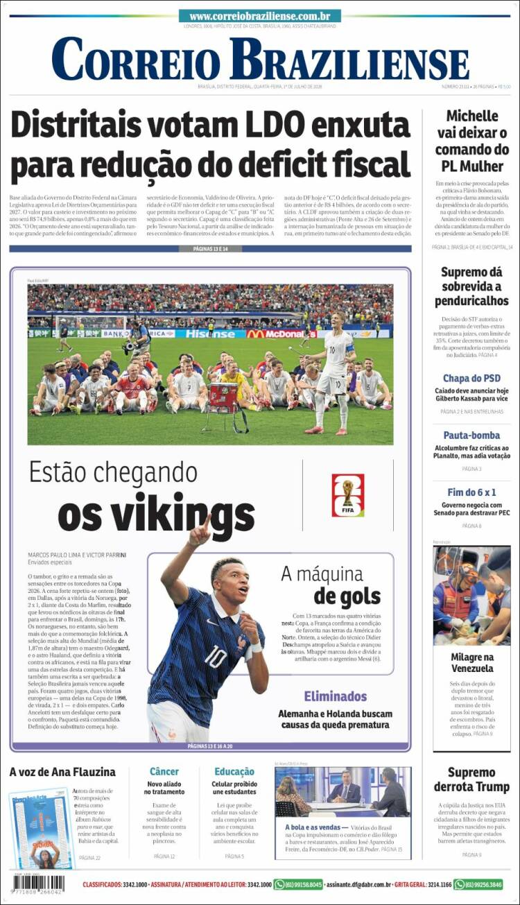 Portada de Correio Braziliense (Brasil)