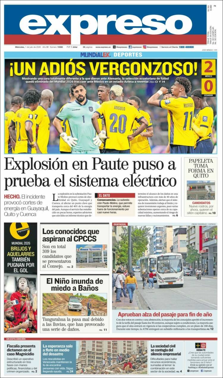 Portada de Expreso (Ecuador)