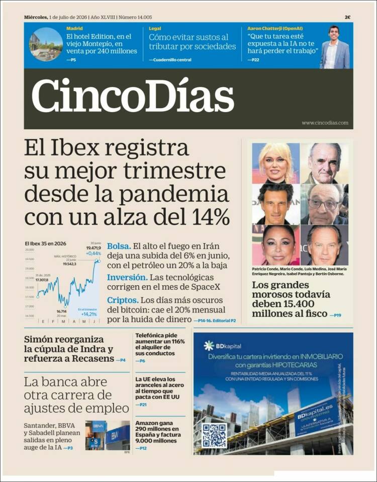 Portada de Cinco Días (Espa&ntilde;a)