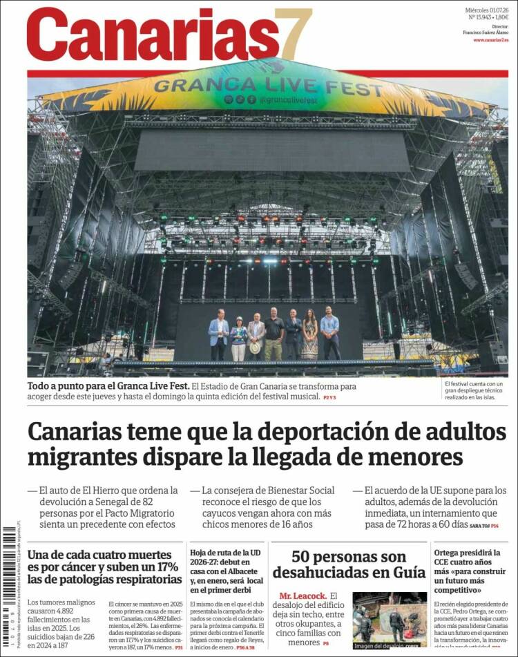 Portada de Canarias 7 (Espa&ntilde;a)