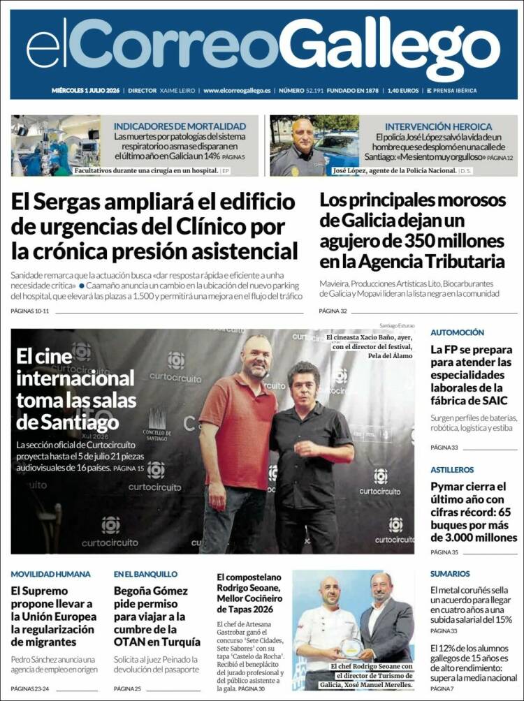 Portada de El Correo Gallego (Espa&ntilde;a)