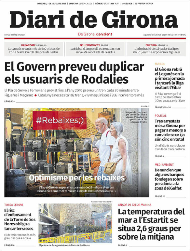 Portada de Diari de Girona (Espa&ntilde;a)