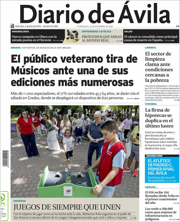 Portada de Diario de Ávila (Espa&ntilde;a)