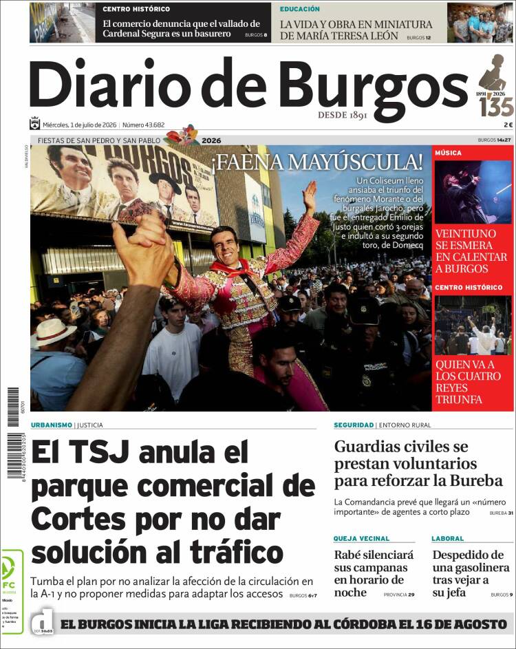 Portada de Diario de Burgos (Espa&ntilde;a)