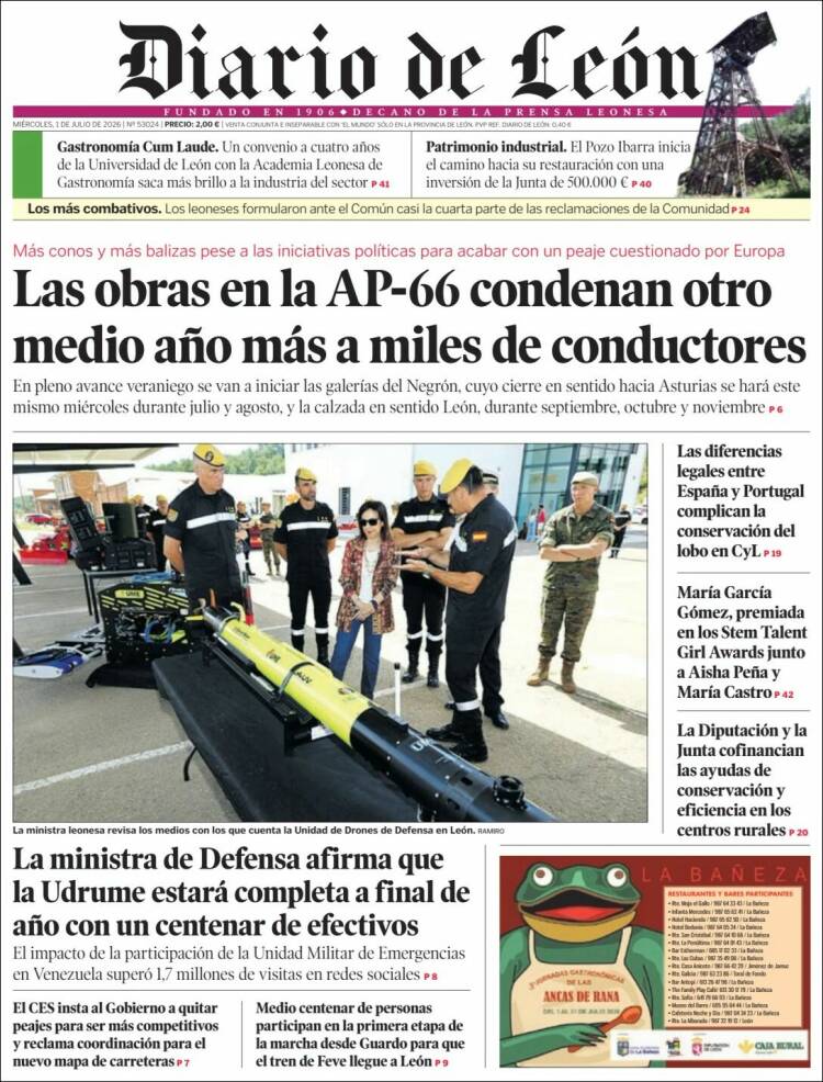 Portada de Diario de León (Espa&ntilde;a)
