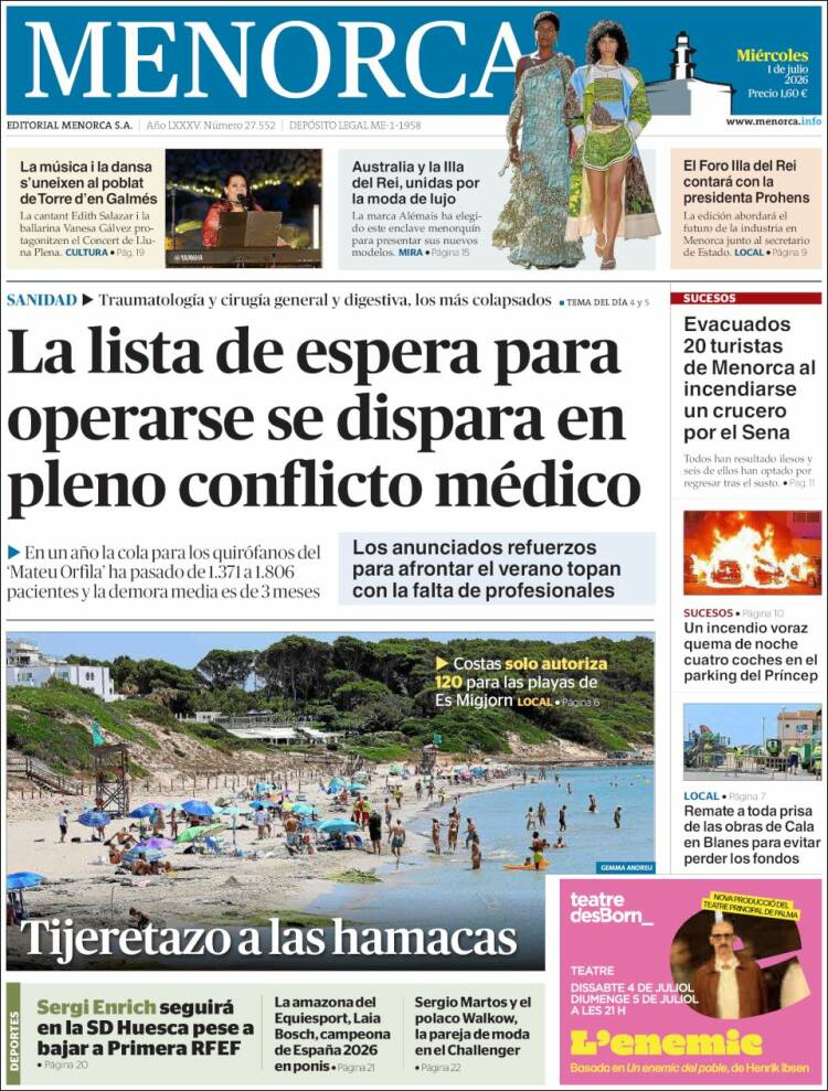 Portada de Menorca - Diario Insular (Espa&ntilde;a)