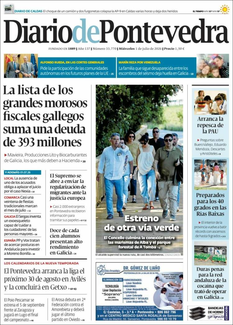 Portada de Diario de Pontevedra (Espa&ntilde;a)