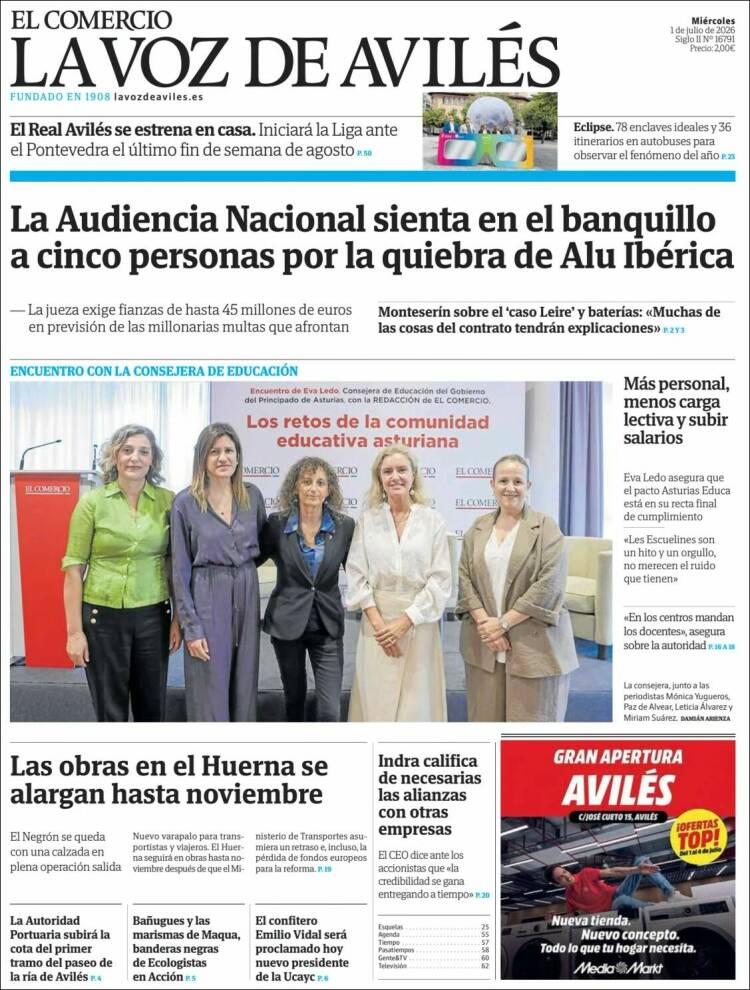 Portada de El Comercio - Avilés (Espa&ntilde;a)
