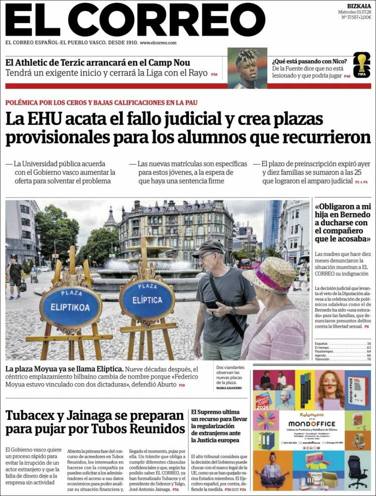 Portada de El Correo (Espa&ntilde;a)