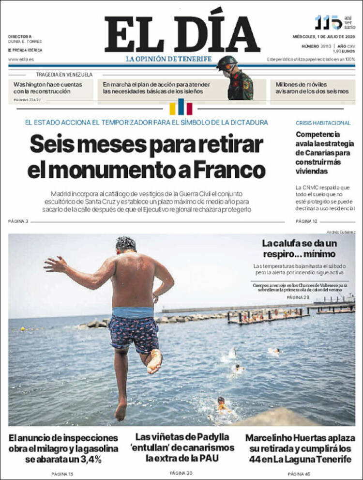 Portada de El Día (Espa&ntilde;a)