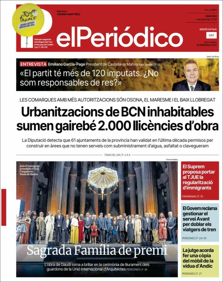 Portada de El Periódico de Catalunya (Espa&ntilde;a)