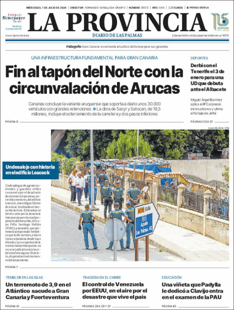 Portada de La Provincia (Espa&ntilde;a)